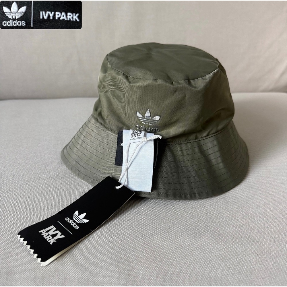 Adidas Ivy Park Reversible Bucket Hat Silver Metallic Olive Green HY5722 OSFY